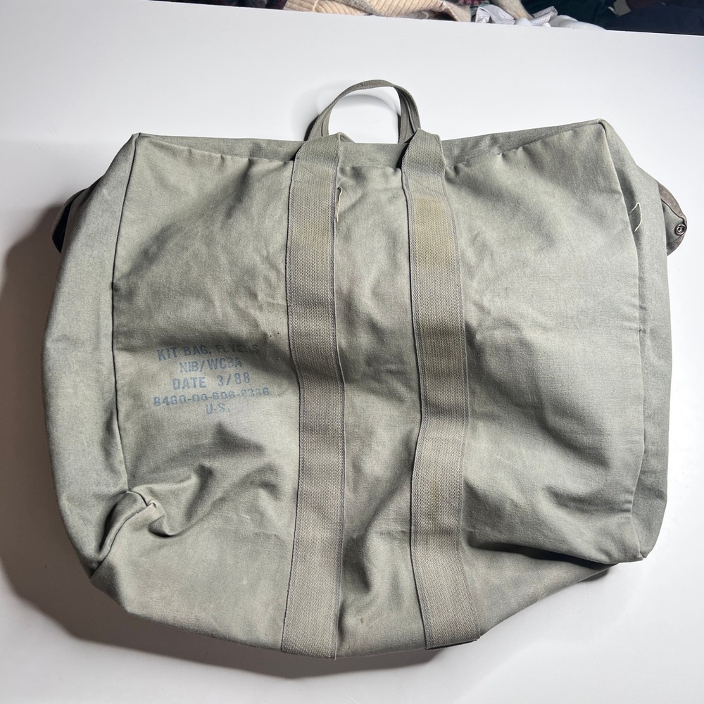 Vintage 1988 US Military Kit Bag Flyers Canvas Aviator Flight Duffel  80s